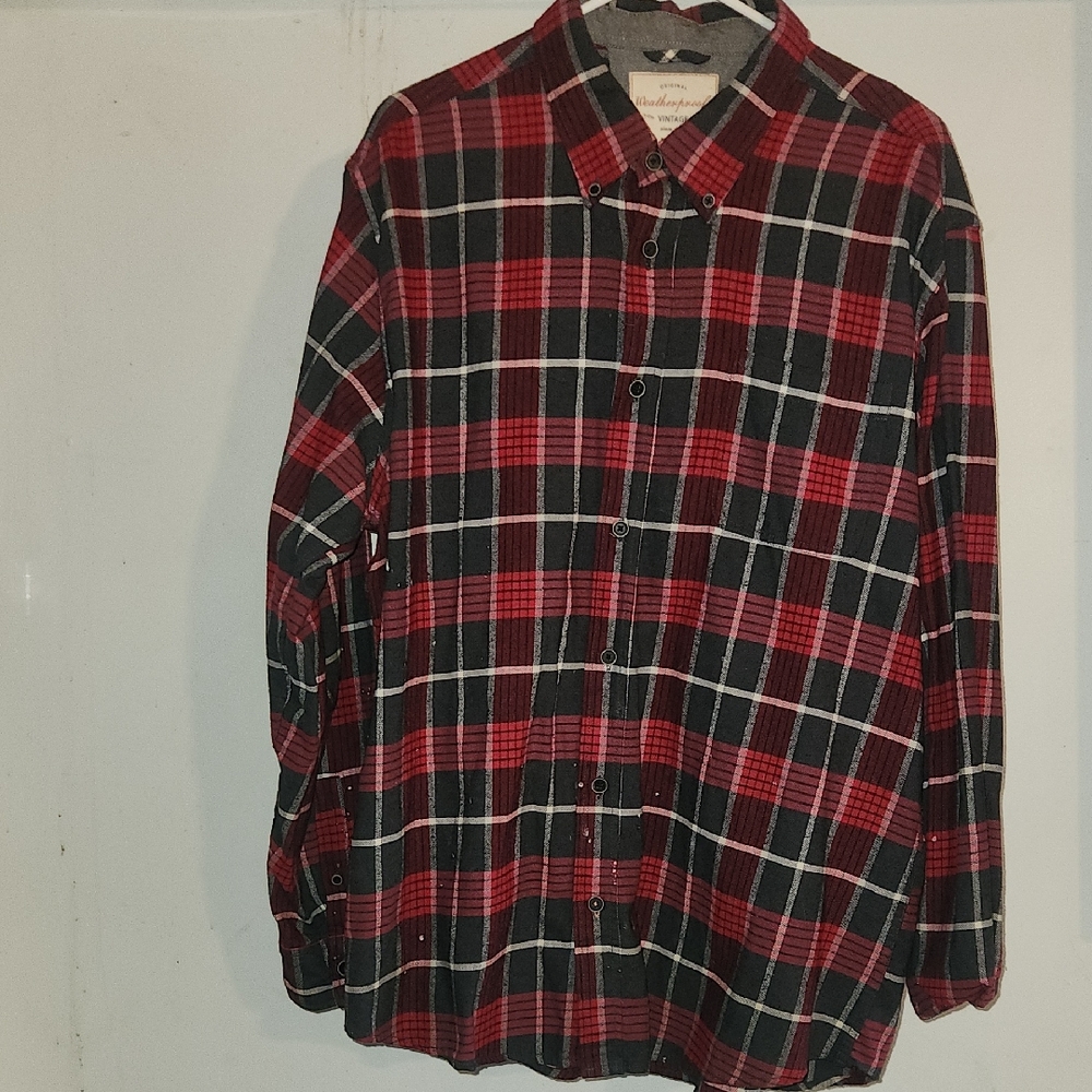 Mens XL Weatherproof Gray and Red Plaid Shirt